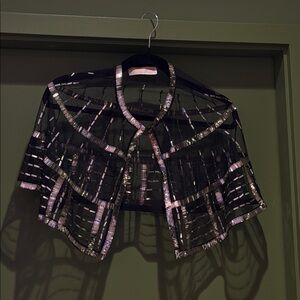 MICHAEL Michael Kors Black and Silver Cape Jacket